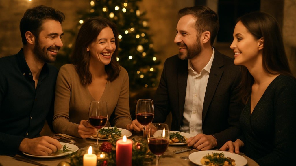 Gruppo di adulti in contesto sociale per Capodanno